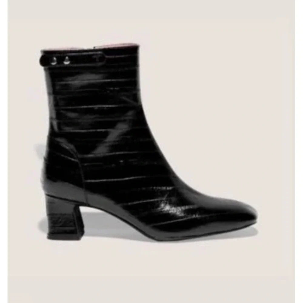 Gini & Albert Luxury Women's‎ Wyn Boot Booties Leather Noir Eel $550 Size 5